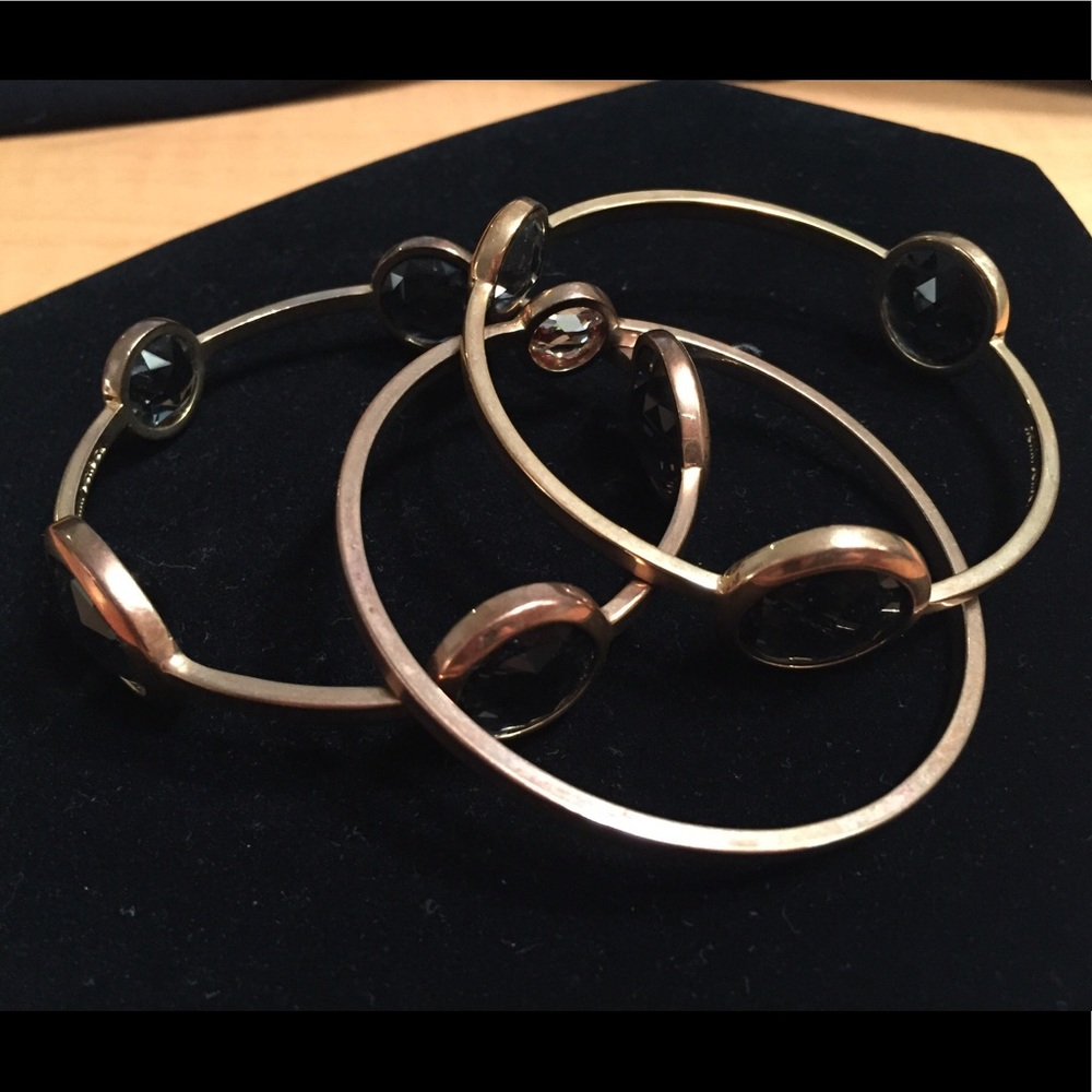 3 Henri Bendel Multi-Stone Bangle Bracelets - Picture 4 of 5